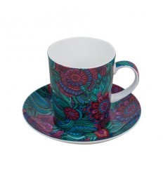 Абстракт петрол чаша + чинийка