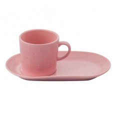 Розова чаша с десертна чиния