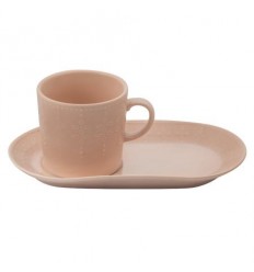 Бежова чаша с десертна чиния