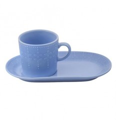 Синя чаша с  десертна чиния
