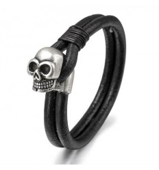 Мъжка кожена гривна с череп
