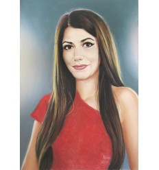 Портрет цветен пастел на едно лице