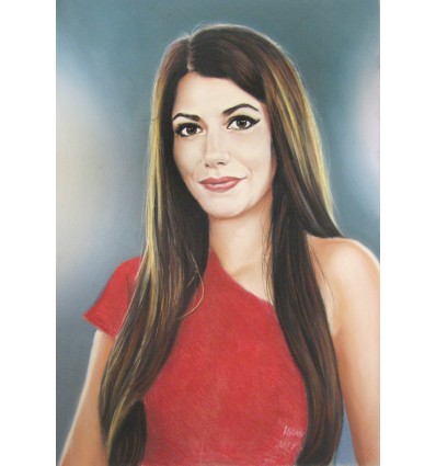 Портрет цветен пастел на едно лице