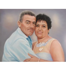 Портрет цветен пастел на две лица