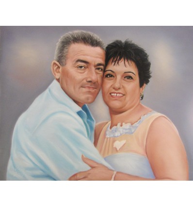 Портрет цветен пастел на две лица