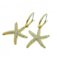 Обици  “Starfish“ - злато+бял