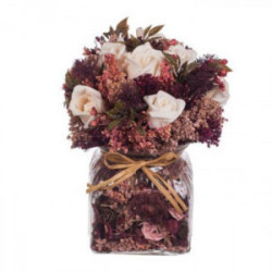 Рози микс в стъклена ваза -...