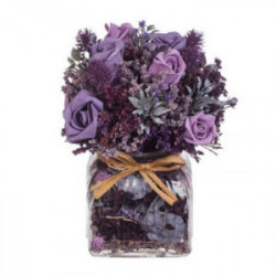 Рози микс в стъклена ваза -...