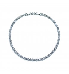 Колие“Fleur“ - родий + кристал