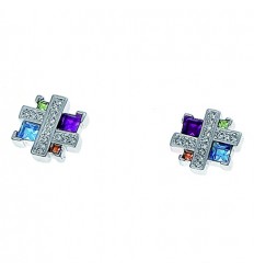 Обици “Couture“ - родий +...