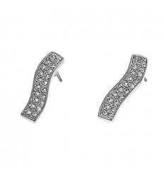 Обици “Fit“ - родий + кристал