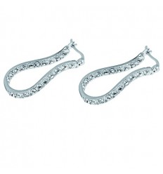 Обици “Hoop Wave“ - родий +...