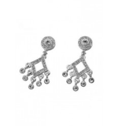 Обици “Verso“ - родий+бял