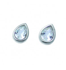 Обици “Tear“ - родий + кристал