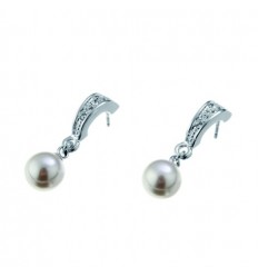 Обици “Silk“ - родий + кристал