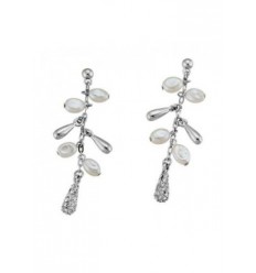 Обици  “Petite“ - родий+бял