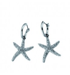 Обици  “Starfish“ - родий+бял