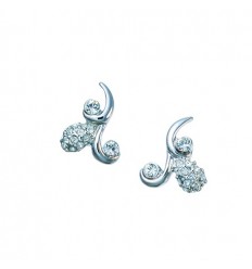 Обици “Since“ - родий+бял