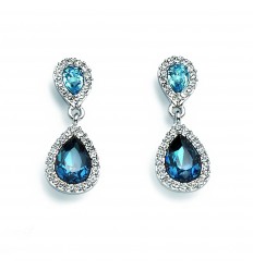 Обици “Rain“ - родий + син