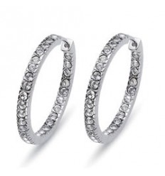 Обици “Hoop large“ -  родий...
