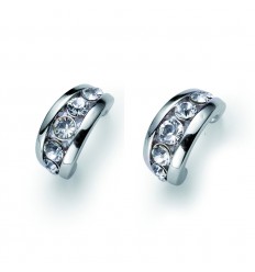 Обици “Slip“ - родий + кристал