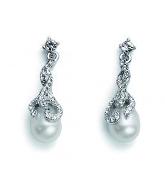 Обици “Keep“ - родий + кристал