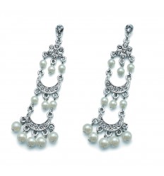 Обици “Even“ - родий + кристал