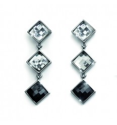 Обици  “Square“ - родий +...