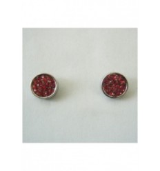 Обици “Round“ - родий + розово