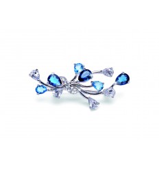 Брошка “Spoty“ - родий + синьо