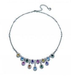 Колие “Orient“ - родий + мулти