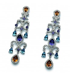 Обици “Orient“ - родий + мулти