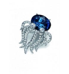 Брошка “Octopus“ - родий + син