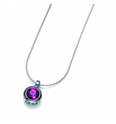 Колие “Side“ - родий + fuchsia