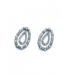 Обици “Time“ - родий + кристал