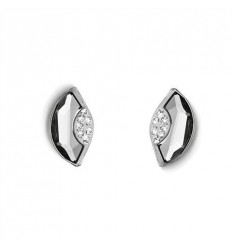 Обици “Half“ - родий + кристал