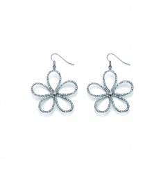 Обици “Floral“ - родий + aqua