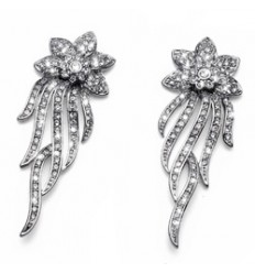 Обици “Flowery“ - родий +...