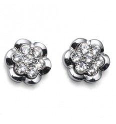 Обици “Posy“ - родий + кристал