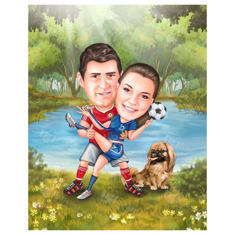Футболни карикатури за двойки