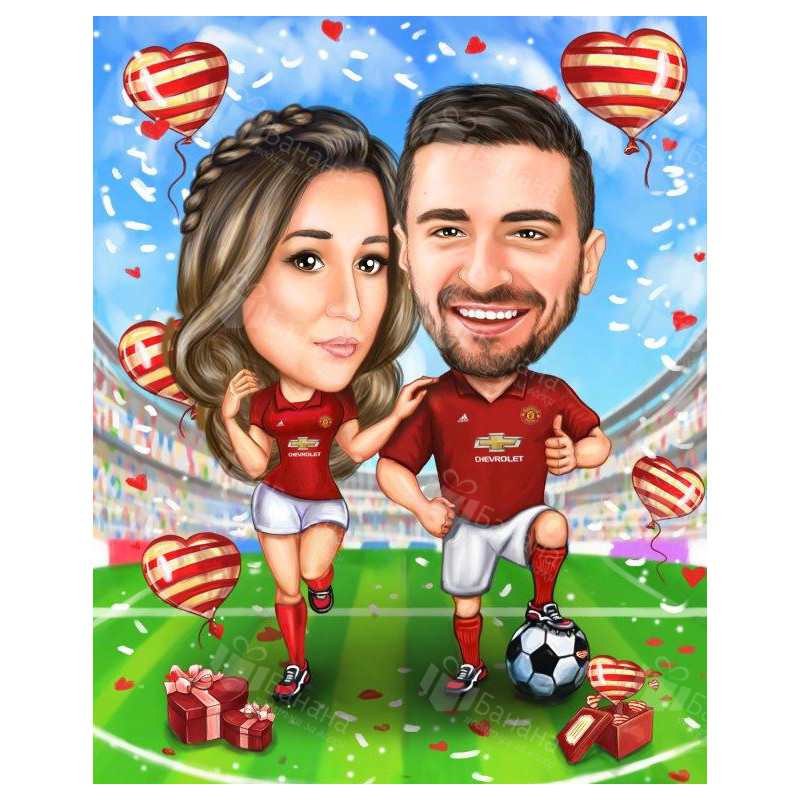 Футболни карикатури за двойки