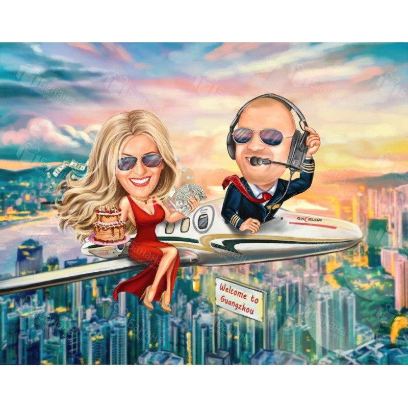 Карикатури - полет със самолет