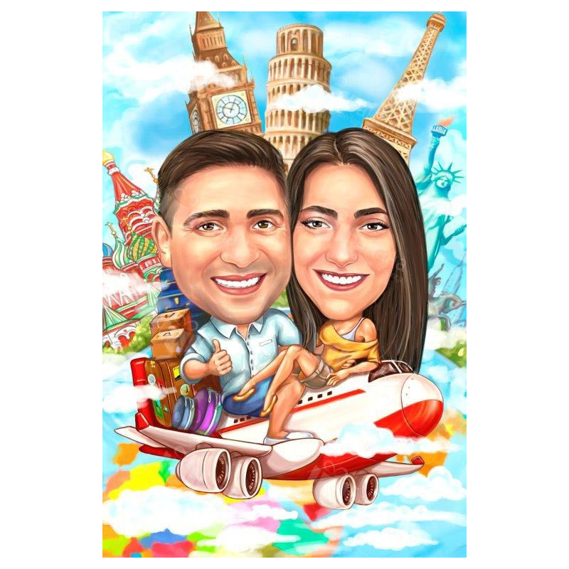 Карикатури - полет със самолет