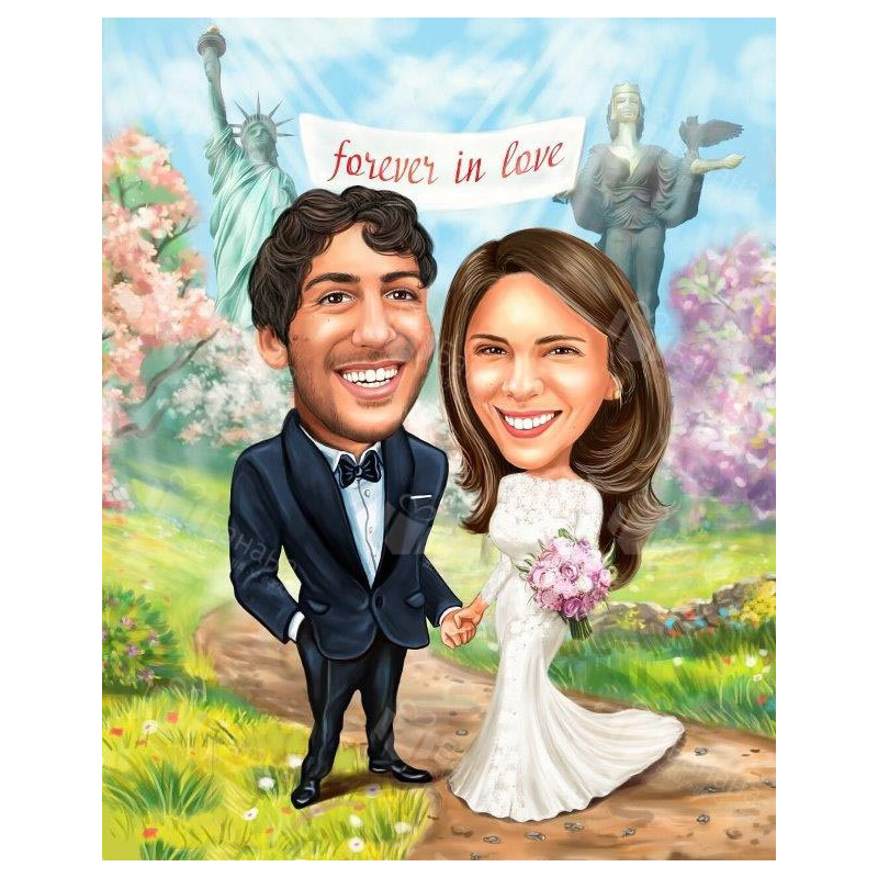 Карикатури на младоженци