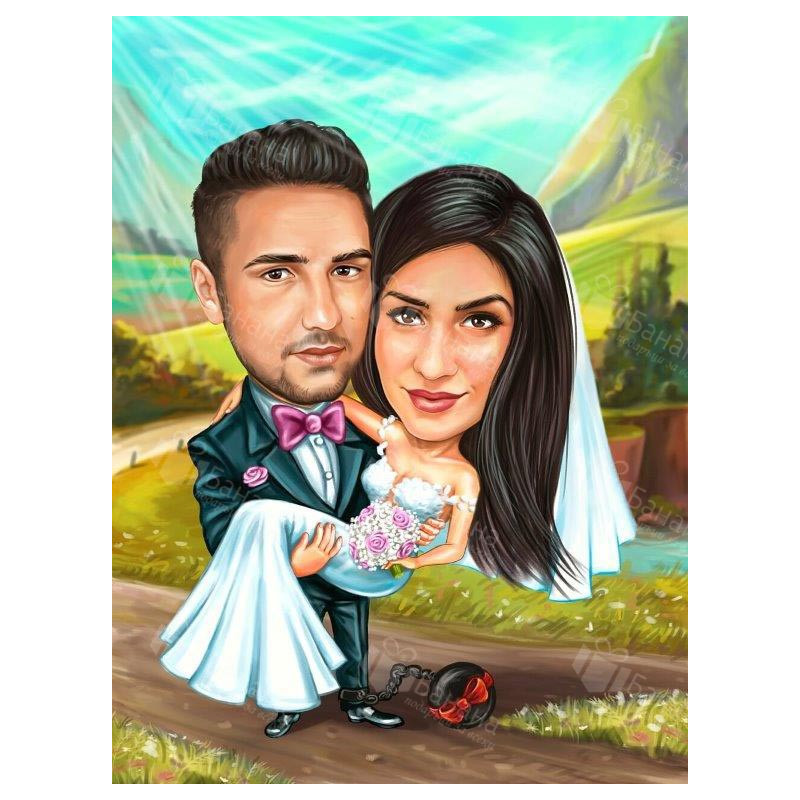 Карикатури на младоженци