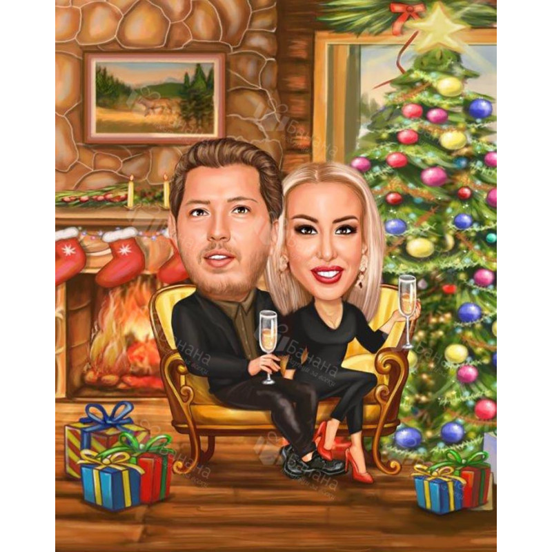 Семейна Коледна карикатура