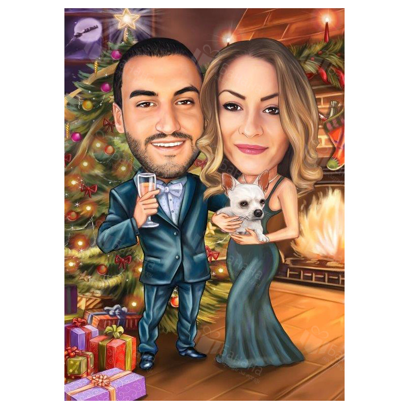 Семейна Коледна карикатура