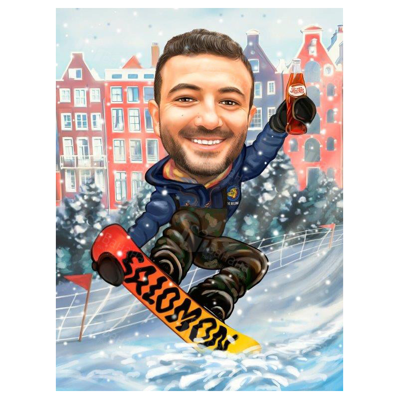 Зимна карикатура на сноуборд