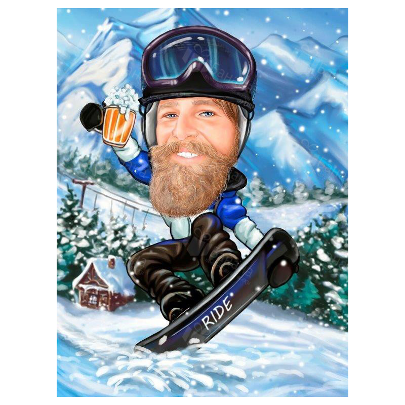 Зимна карикатура на сноуборд