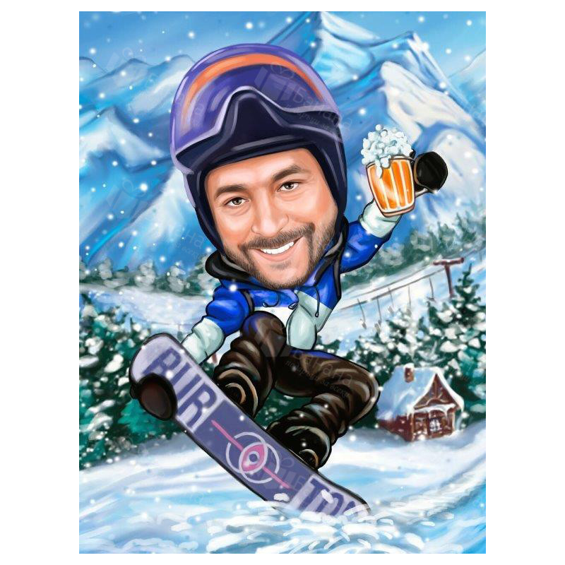 Зимна карикатура на сноуборд